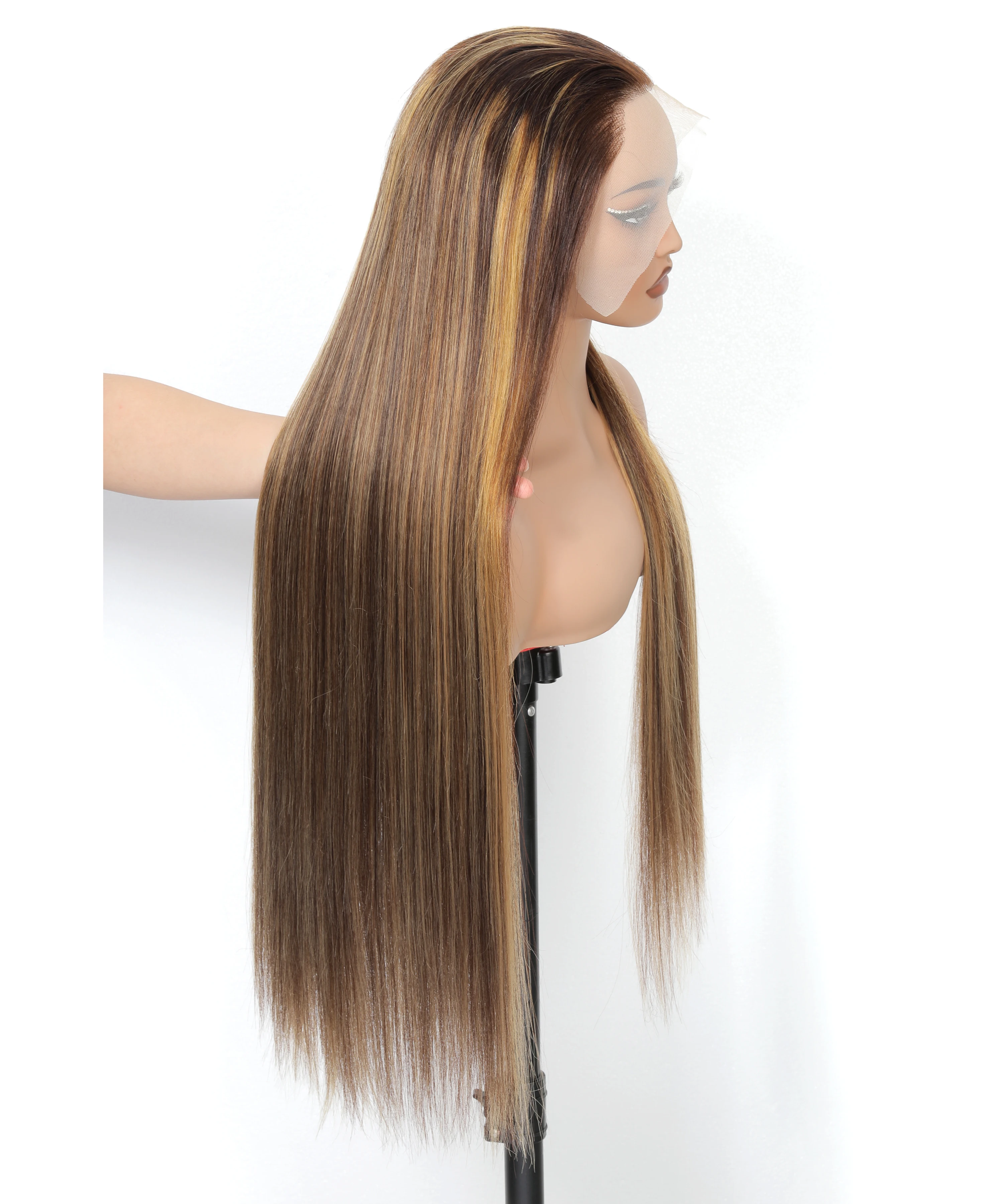 P4/27 تسليط الضوء على أومبير شعر طبيعي مفرود باروكة 13x4 الدانتيل الشفاف الجبهة الباروكات 180% الكثافة عذراء الشعر مستقيم الباروكات للنساء