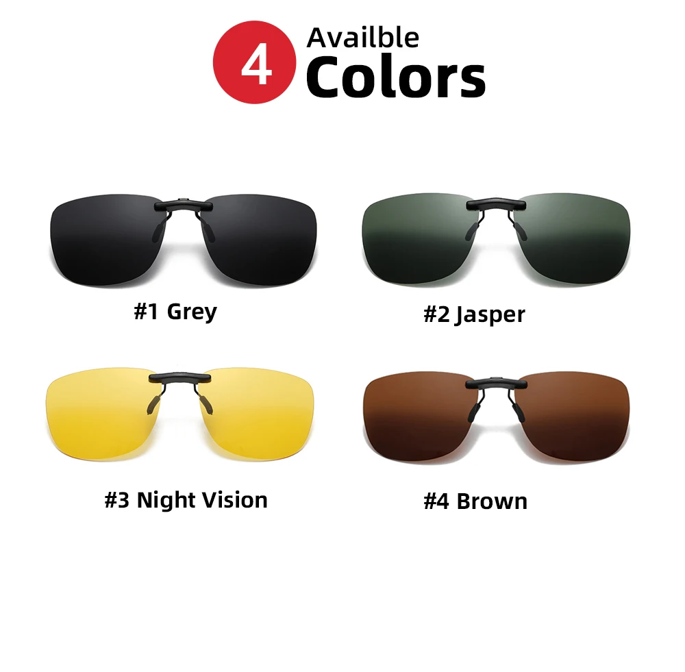 Quadratische Clip-On-Sonnenbrille für Damen, polarisiert, schwarze Linse, UV400, Nachtsicht, Fahren, Herren, Brille, Clips, blendfrei, Vintage-Brille – Detail 9