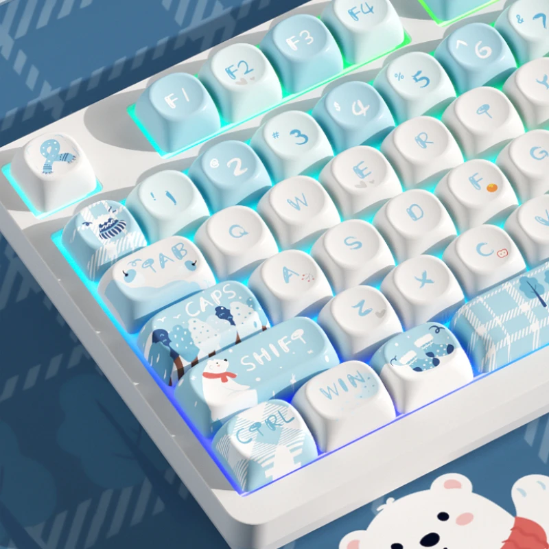 128 Keys/Set Winter Snow Theme Style Keycaps PBT Key Caps OQO Profile for MX Switch Mechanical Keyboard DIY Game Custom Gifts