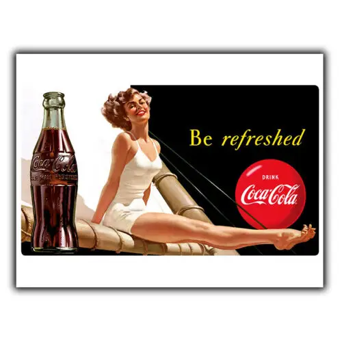 SIGN PLAQUE DE PARED DE METAL Bebida Coca-Cola Retro Vintage Bar Sign Publicidad Coca-Cola década de 1940-Aluminio