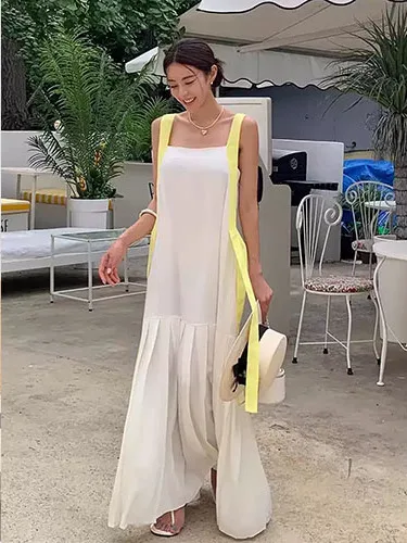 

Chic Summer Vintage Holiday Sle Women's Loose Patchwork Gown with Bow Design Square Collar Midi Dr Maxi Dr Evening Dr