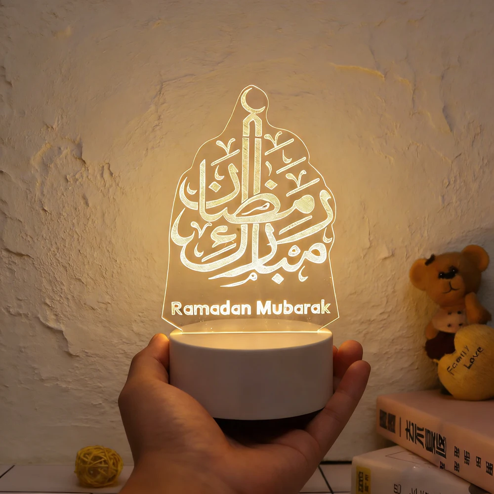 

Eid Mubarak USB Operated 3D LED Night Light Eid Party Holiday Decoration Table Ornament Muslim Ramadan Decoration for Home