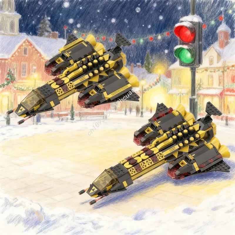 

1308pcs MOC Space Blacktron I B O Model Building Blocks Assemble Construction DIY Creative Festival Gift Education Toys Idea