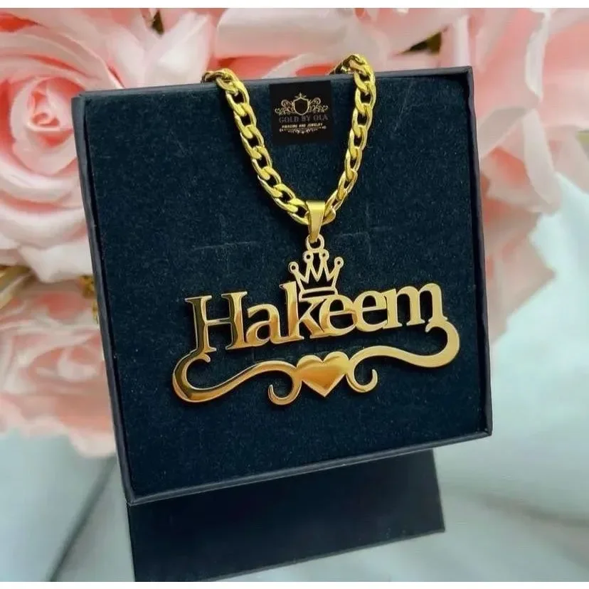 

Custom Thick Bead Chain 1-3 Name Necklace Personalized Jewelry Stainless Steel Big Bold Nameplate Necklace For Women Men Gifts