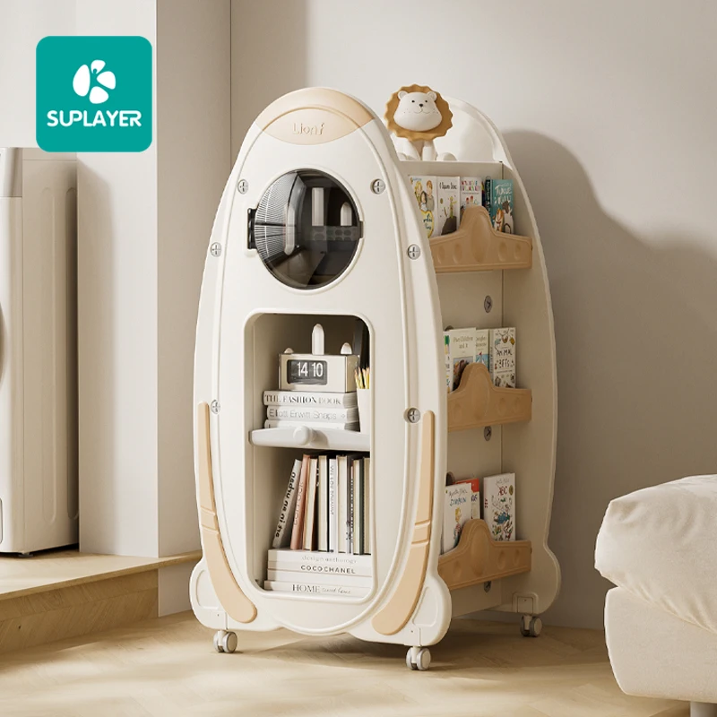 Newest Design Kids Rotating Bookshelf Children Storage Cabinets Bookcase Baby Rack Plastic Book Shelf Furniture Toys Sets Room