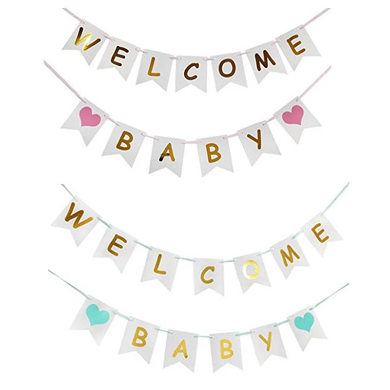 Birthday Decoration Welcome Baby Banners Paper Flags Baby Shower Banners