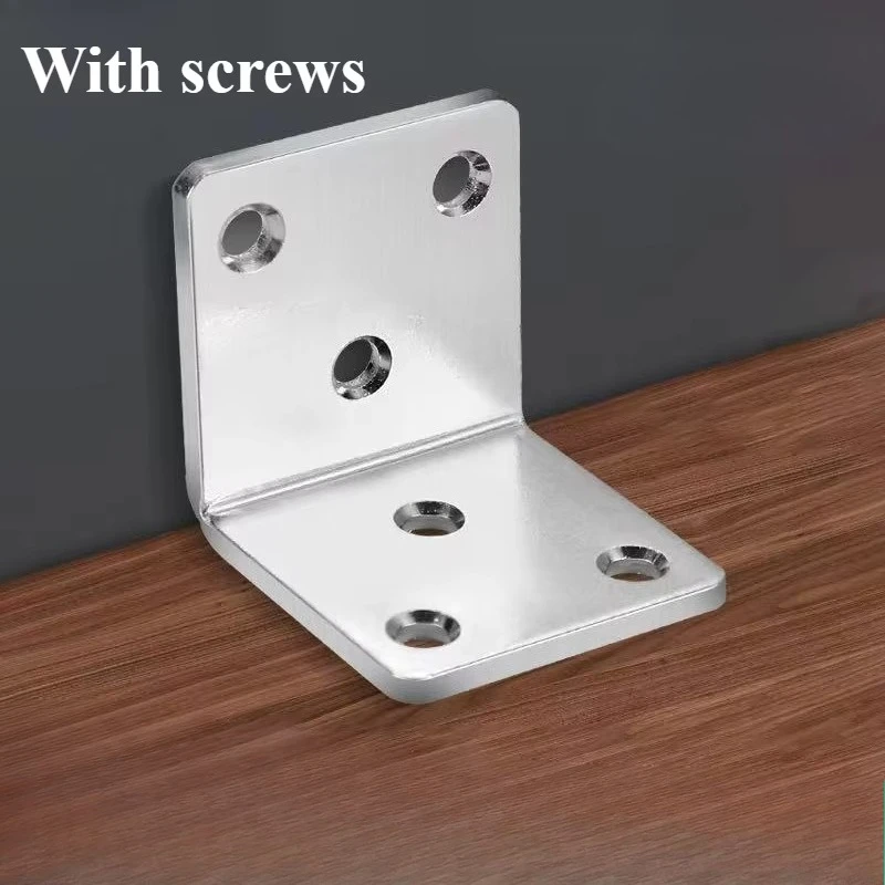 8Pcs Corner Brackets Corner Braces L Type Thick Stainless Steel Corner Code 90 Degree Shelf Bracket Furniture Link Code Daily