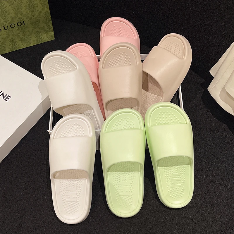 Woman Eva Slippers House Thick Rubber Shoes Sole Bathroom Beach Sabot Flat Sandals Summer Flip Flops Plastic Cloud Living Cute