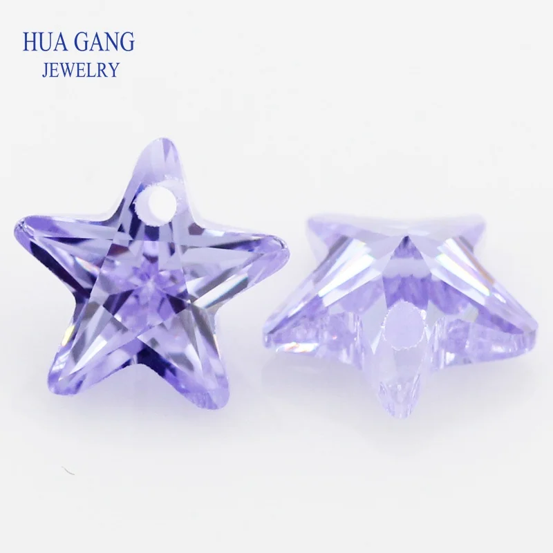 Single Hole AAAAA Star Shape Lavender Cubic Zirconia Stone For Jewerly Making 4x4~10x10mm High Quality CZ color