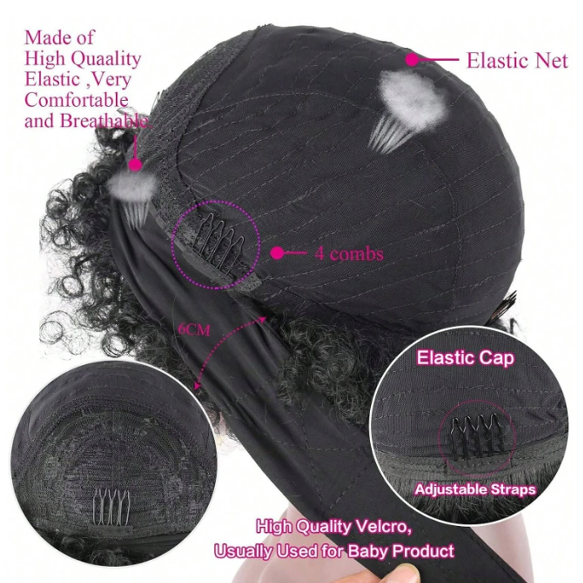 Afro Ombre Black Headband Wig Black Female Short African American Wig Synthetic African American Twisted Curly Headband Wig