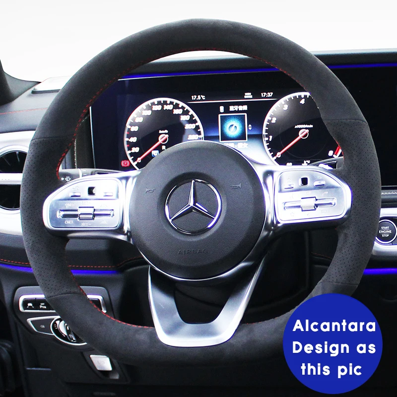 Alcantara Steering Wheel Cover for Mercedes Benz W177 V177 W247 W205 C118 C257 W213 EQA H243 2018-2021