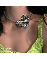 MM Ins Stainless Steel Collar Necklace for Women Adjustable Flower Butterfly Rose Party Jewelry Queen Of Nightclub