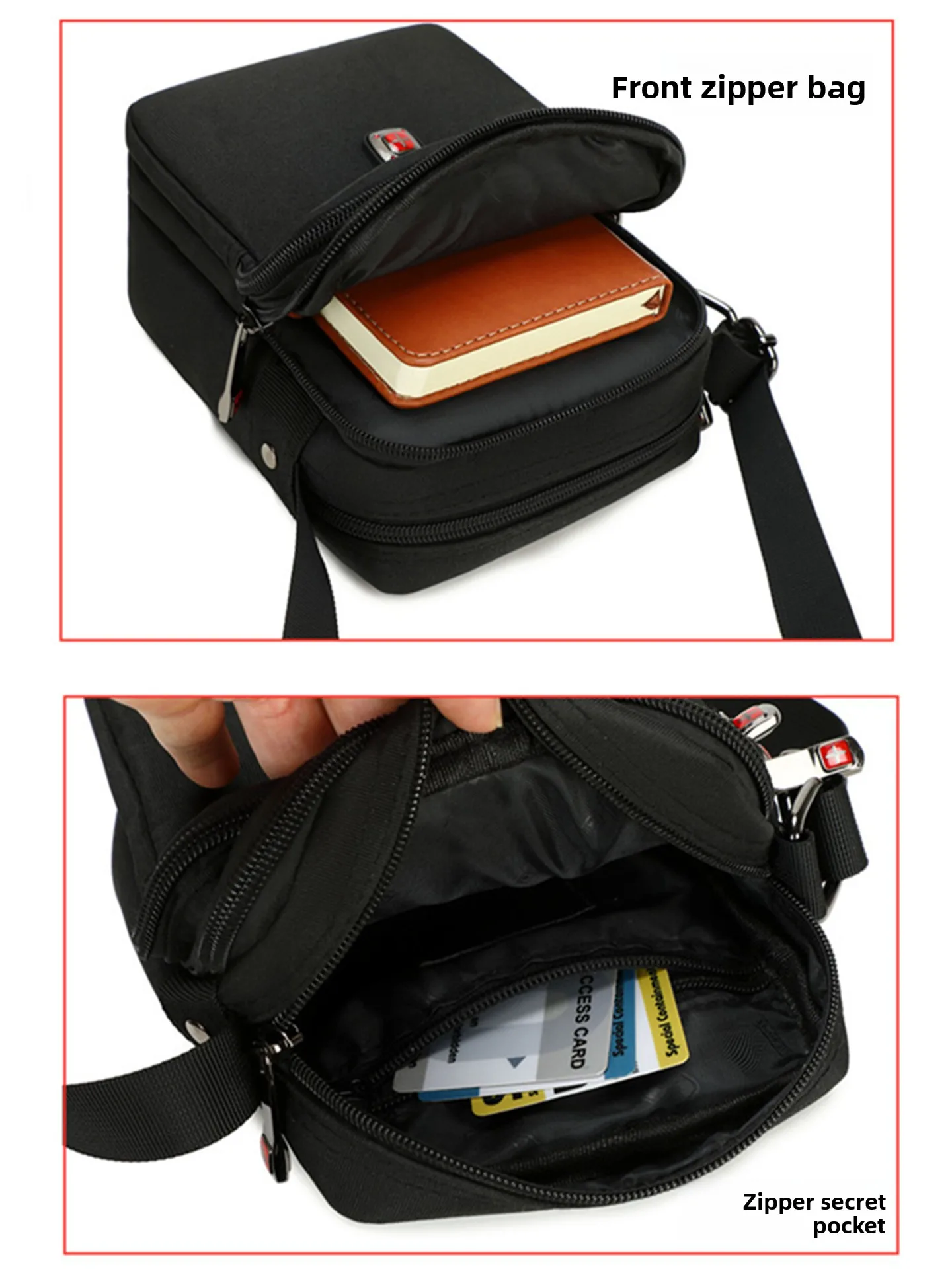New Arrival Men's Crossbody Bag Messenger Waterproof Purse Oxford Zipper Shoulder Bags For Male Black Versatile Style S/M/L/XL