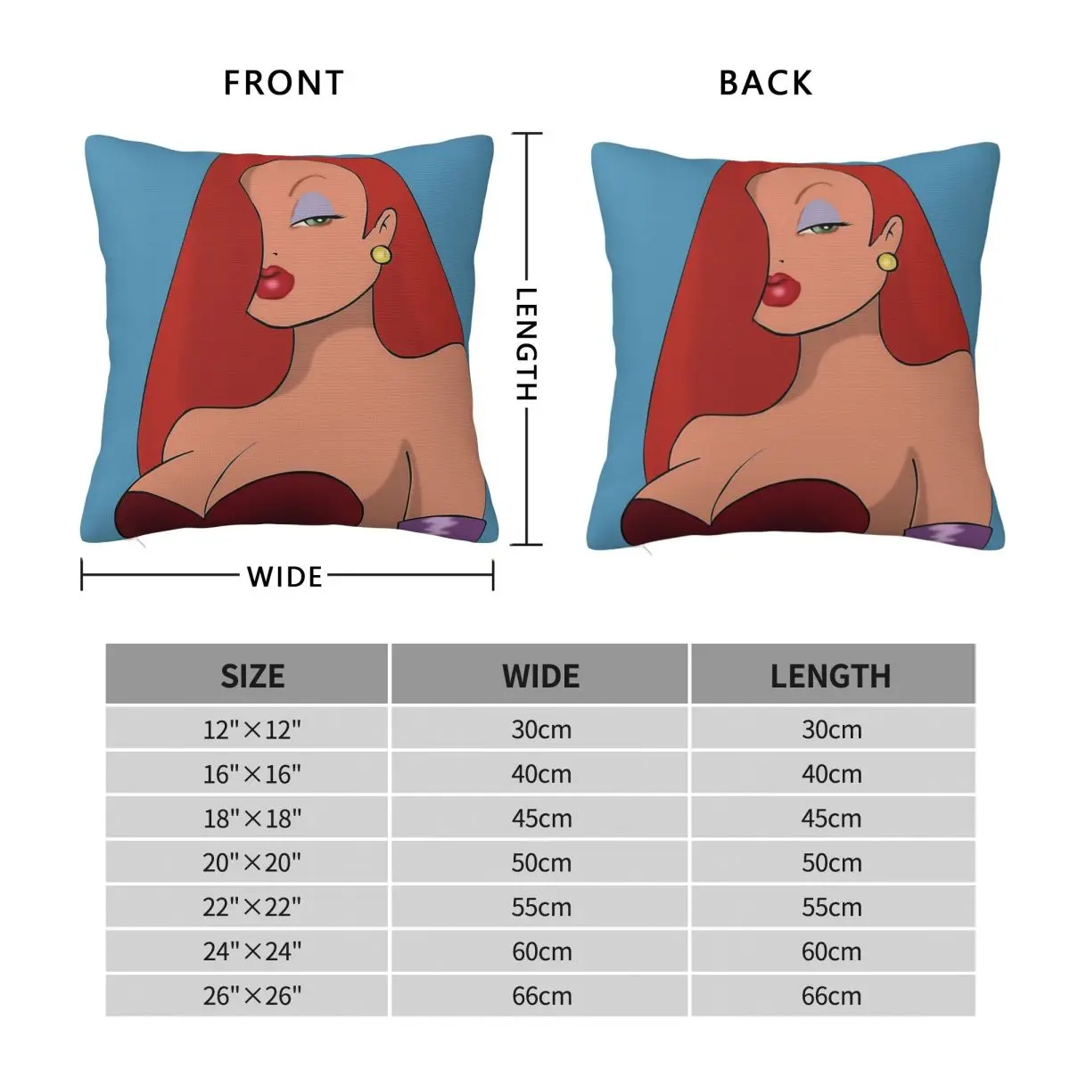 Who Censored Roger Rabbit Jessica Square Pillowcase Polyester Linen Velvet Pattern Zip Decorative Bed Cushion Cover