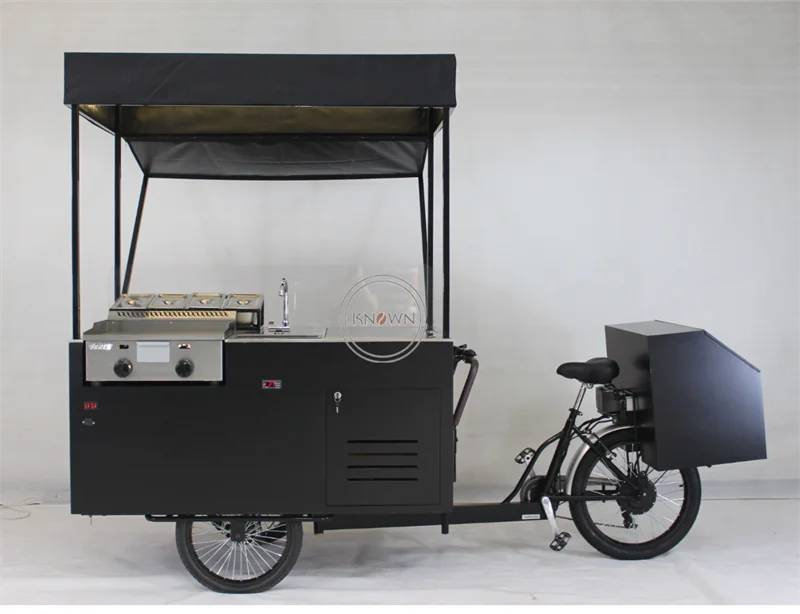 Customized Multi Function Tricycle Cargo Bike Mobile Hot Dog Vending Cart with Refrigerator Outdoor Three Wheels Coffee Bike