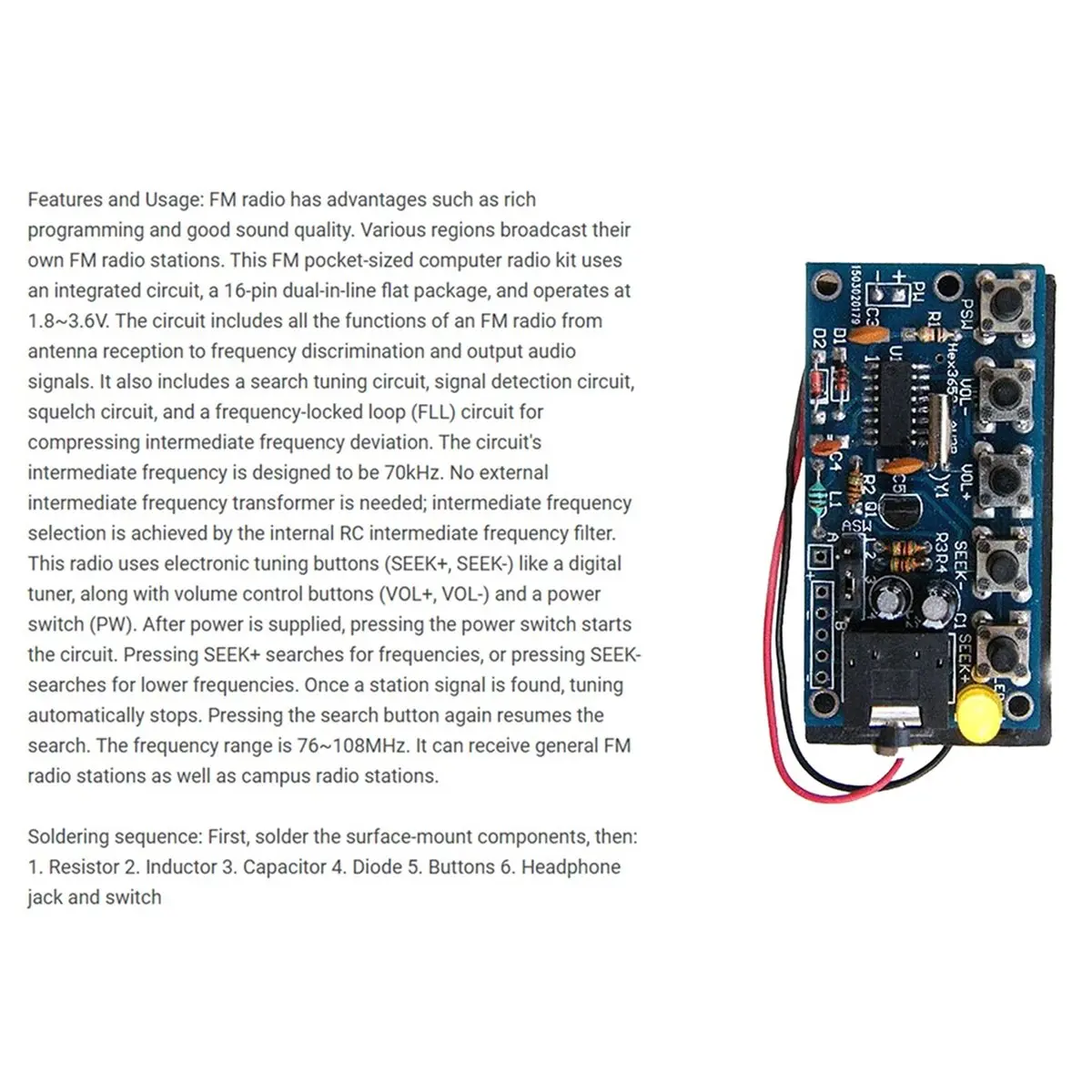 THANKSGIVING DAY Wireless Stereo CReceiver Module PCB FM DIY Electronic Kits 76MHz-108MHz Wireless FM Radio Kit