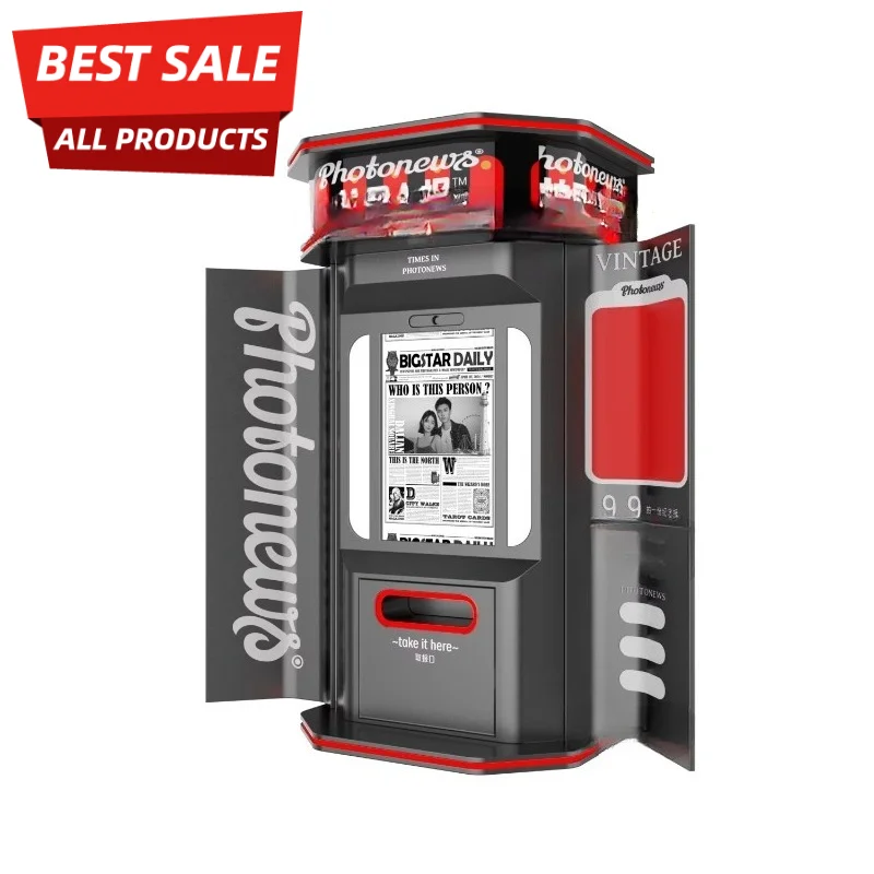 Simply Operate Coin Photo Booth Multiple Newspaper Photo Frames Self-Service Photo Booth With Camera Customized