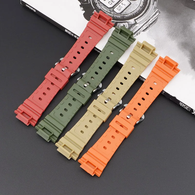 Watch Strap for Casio G-Shock DW-6900 5600 GW-M5610 DW-5600E GA-2100 Colorful Resin Rubber Wrist Band Bracelet Accessories 16mm