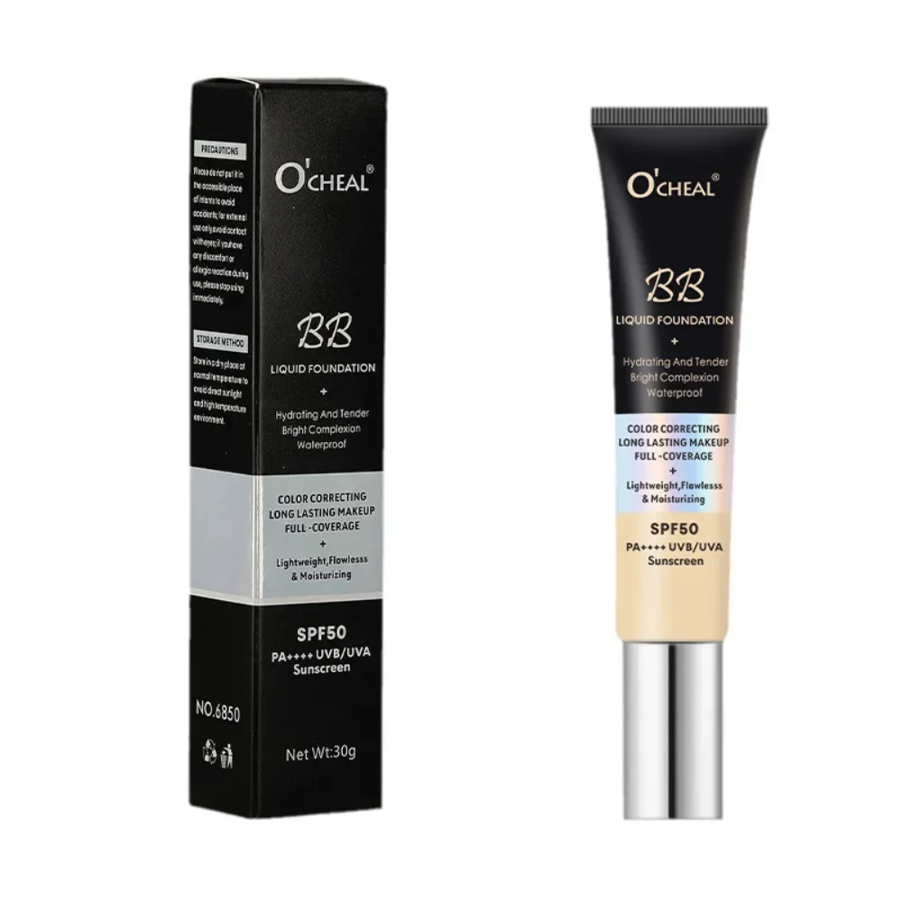 BB Cream Liquid Foundation Hydrating Tender Bright Complexion SPF50PA++ Waterproof Full Coverage Long-lasting Makeups Cosmetics