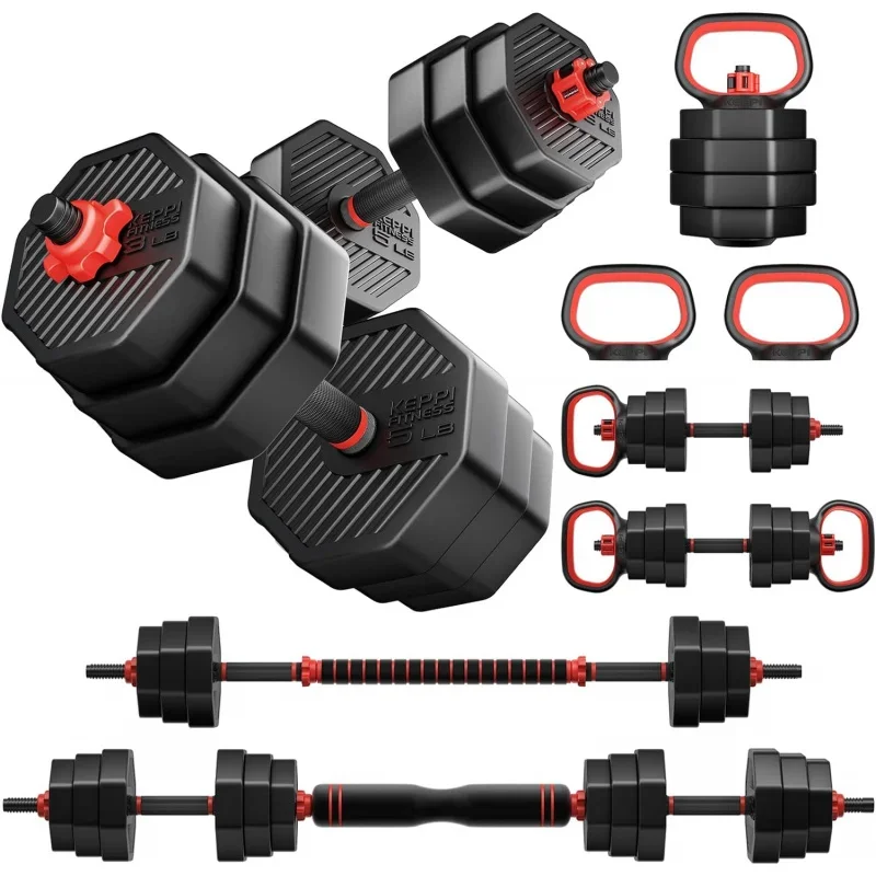 AQKeppiFitness Adjustable ,30/50/70/90 lb Weight Set Connector Bar,4 in 1 Workout Gear with Dumbbell,Kettlebell