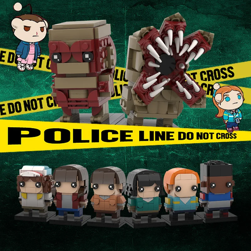 مجموعة مكعبات بناء شخصيات فيلم رعب ذات موضوع غريب - طوب صغير لشخصية ديموجورجون ورئيسي للأطفال هدية فكرة عيد الميلاد