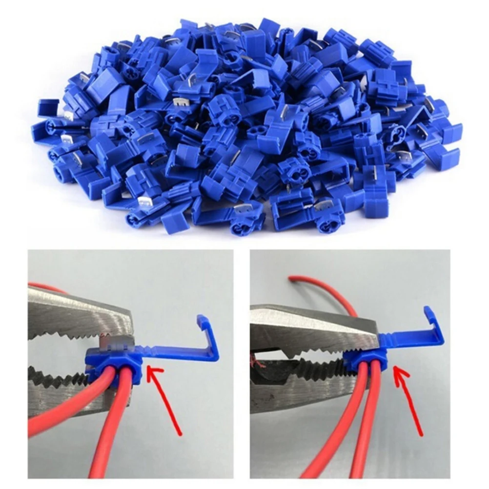 

50pcs Quick Splice Solderless Wire Connector Snap Lock Terminal Brass Plated Flame Retardant Pp Plastic Blue Car Alarm Radio