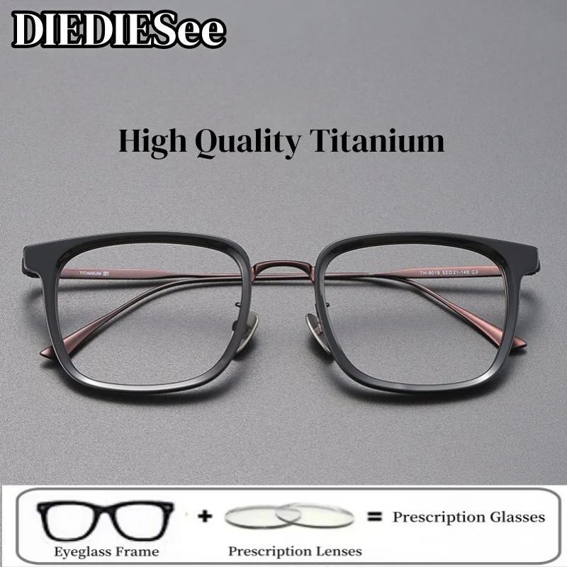DIEDIESEE Men's High Quality Pure Titanium Glasses Fashion Flat Light Glasses Retro Anti Blue Light Square Men's Glasses 9019