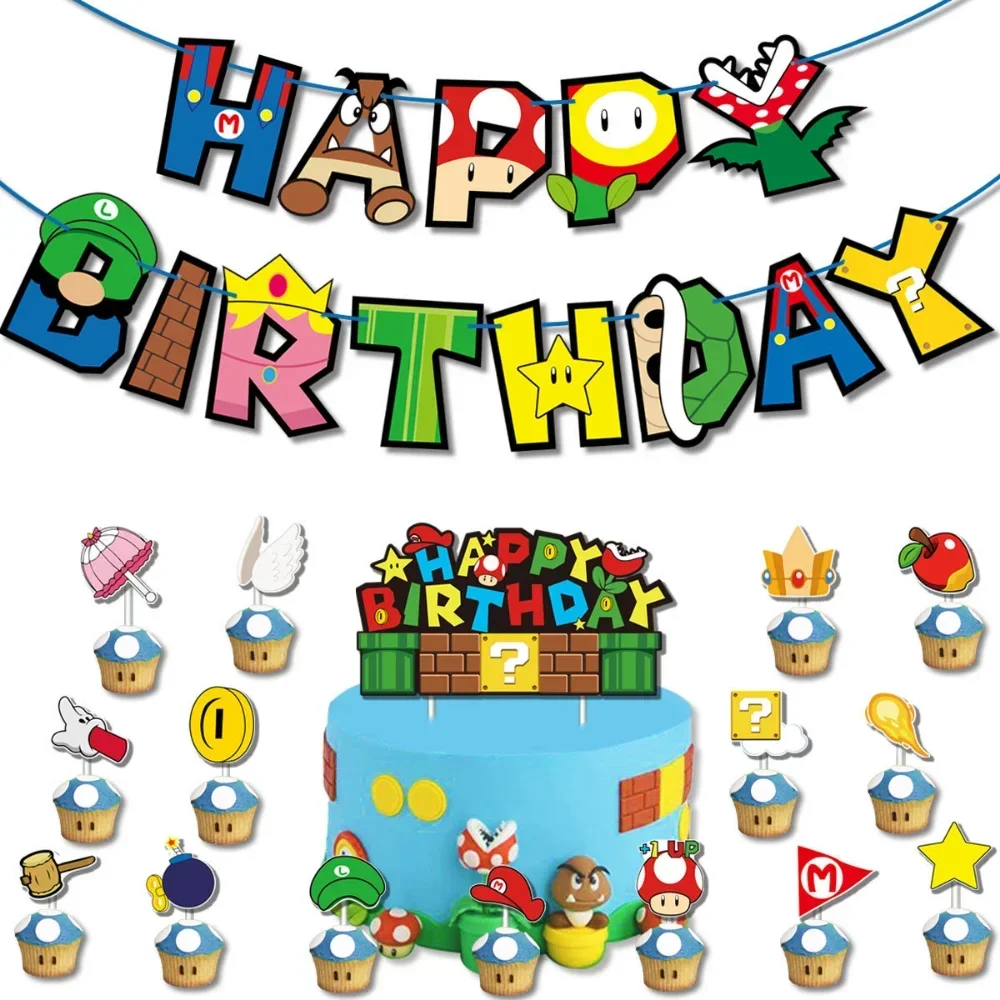 Super Mario Kuchen Ballon Kawaii Set Zubehör Mario Thema Party Dekoration Anime Figuren Cartoon Ballon Kinder Geburtstag Weihnachten Geschenke