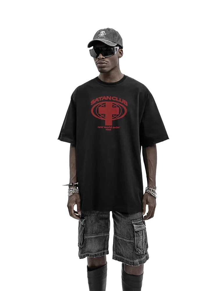 Men\'s t-Shirt Graphic Tops Oversized Vintage Fashion Printed Y2k Short Cotton Streetwear Casual HipHop High Street Graphic Print