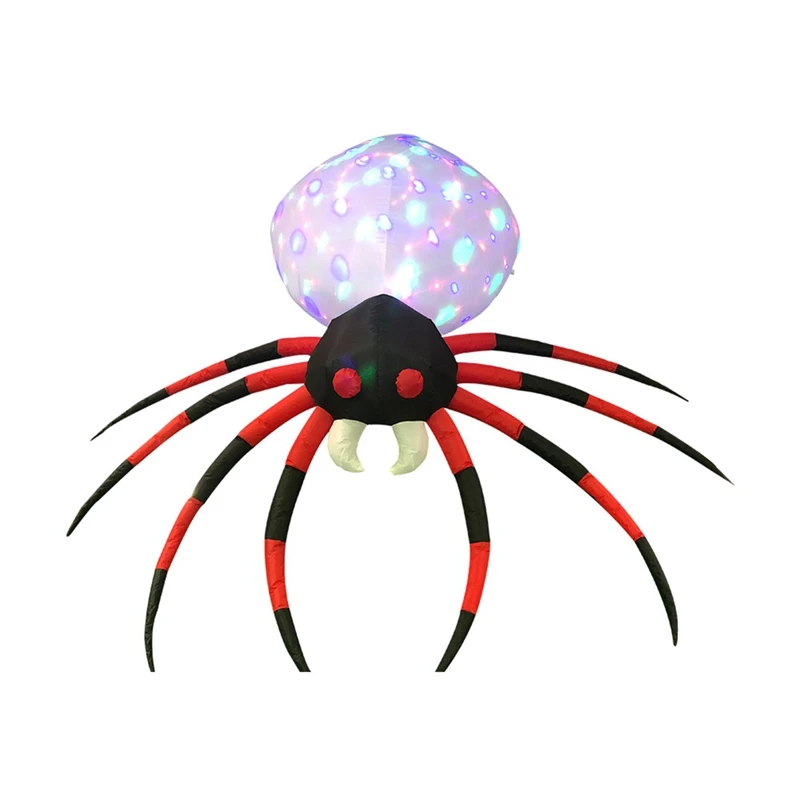 1 Piece 240Cm Giant Spider Inflatable Toys Halloween Outdoor Decoration LED Roating Lights Spider Bar Home Party Decor EU Plug