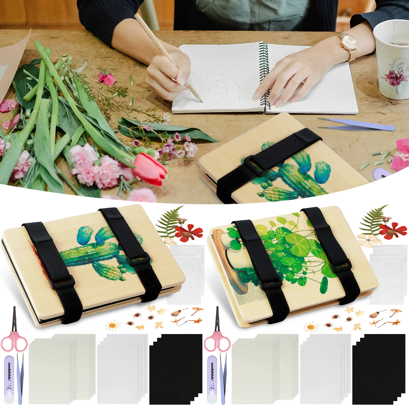 Flower Press Kit Wood Flower Leaf Plant Press Kit Complete Flower Preservation Kit Press DIY Leaf Pressing Kit Flower Pressing