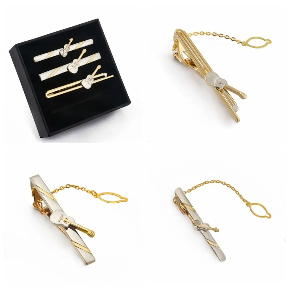 Fashion Jewelry Instrument Clasp Clip Necktie Bar Clasp Guitar Men Necktie Buckle Violin Copper Metal Tie Clips