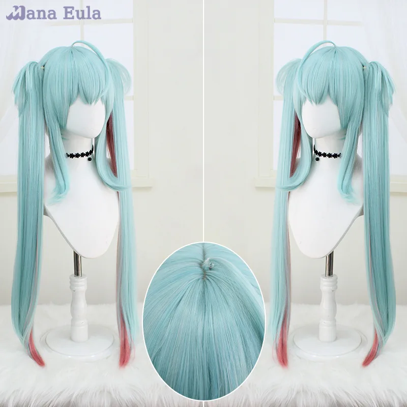 ليتل الراكون شعر مستعار فوكالويد ميكو شعر مستعار تأثيري الشعر الاصطناعية 100 سنتيمتر طويل الأزرق الوردي مختلطة Mikuu الراكون شعر مستعار تأثيري غطاء شعر مستعار مجاني