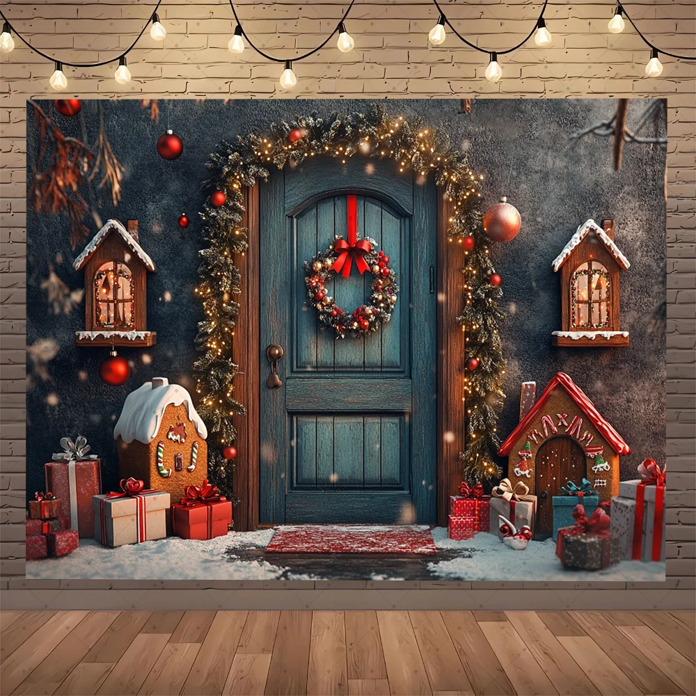 

Christmas House Photography Background Xmas Tree Snowman Gifts Decorations Children Adult Family Party Backdrops Banner