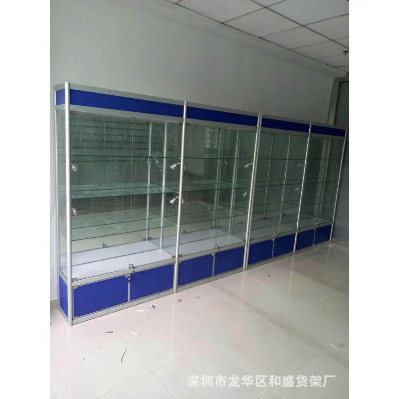 Kustom. Paduan Showcase Aluminium Alloy Showcase Butik Rak Display Showcase Kaca Display Shelf Farmasi