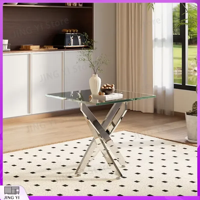 Modern Clear Glass Top Coffee Table End Table for Living Room Home Office Decoration Display Futuristic Minimalist Design