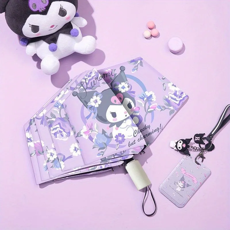 Kuromi Cinnamoroll Pattern Automatic Folding Umbrella With UV Protection, Casual Portable Lightweight Umbrella For Men & Women