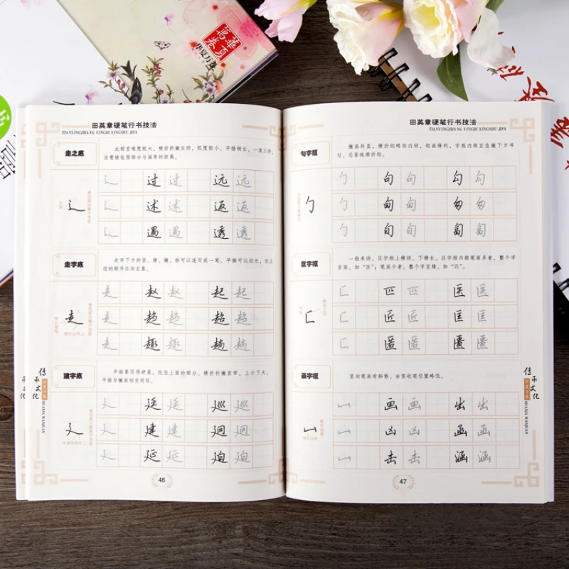 Tian Yingzhang Hard Pen Copybook Chinese Calligraphy Regular Script Technique Tutorial Book Beginner Running Script Writing Book