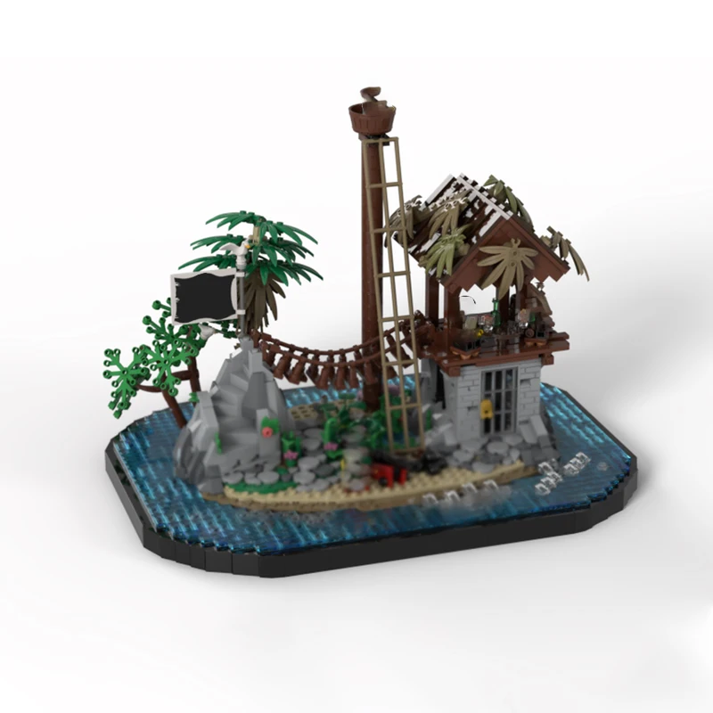 Castelo medieval modelo moc tijolos de construção ilha pirata suporte guarda tecnologia modular presentes feriado montar crianças brinquedos terno