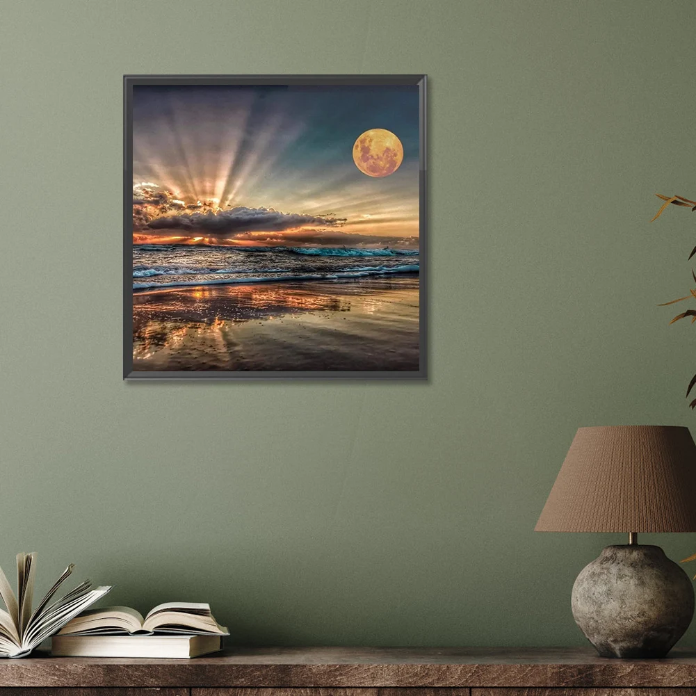 شاطئ البحر جزئي AB الماس جولة الحفر DIY الماس طقم الطلاء ديكور 50x50cm #6