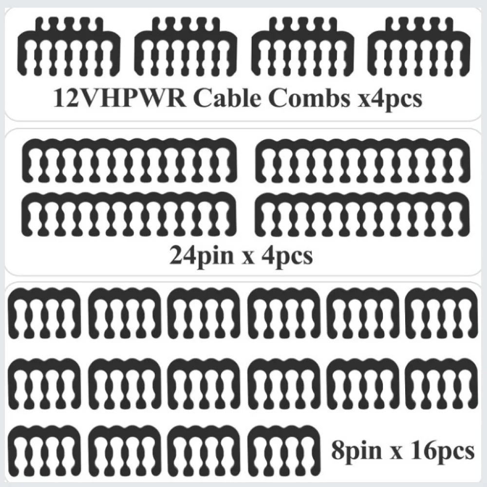 Gaming PC Interior Cable Comb Clip 18AWG Sleeved Power Cord Organizer 24Pin 8Pin 12Plus4Pin OD 2.3mm Cable Management Accessory