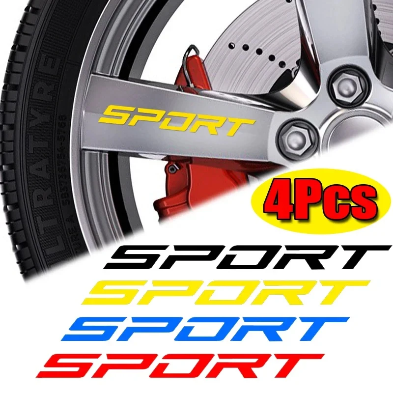 

4PCS Car Wheel Hub SPORT Styling Stickers Sports Racing DIY Stripes Fashion Decoration Waterproof Reflective Car Accessories