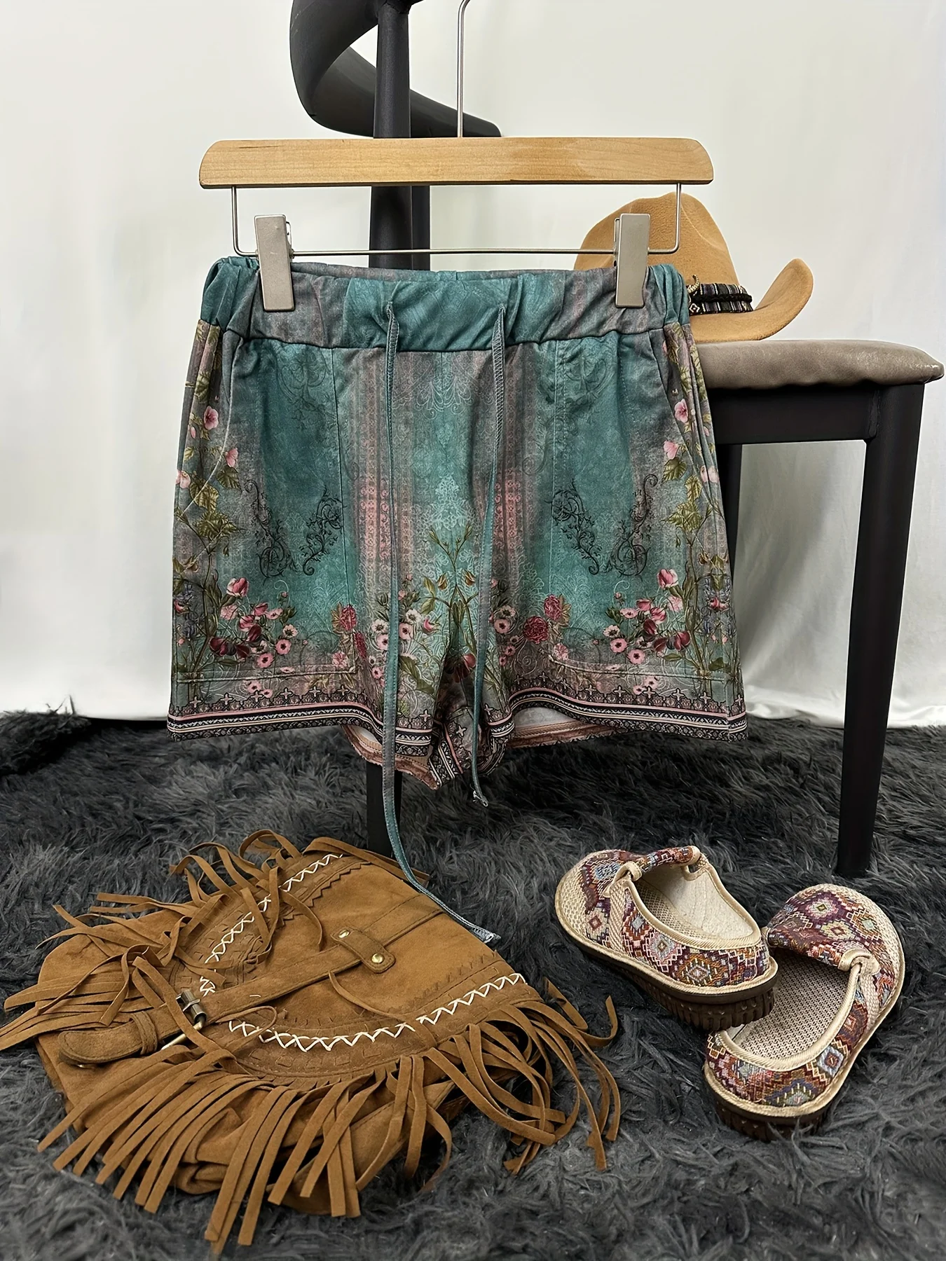 Dames retro westerse etnische stijl bloemenprint casual mode damesshorts