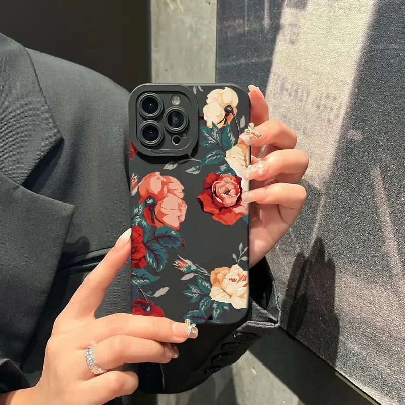 Coque de téléphone à motif peinture à l'huile, compatible avec iPhone 17 16 15 14 13 12 11 Pro/Max/Plus, anti-chute et antichoc