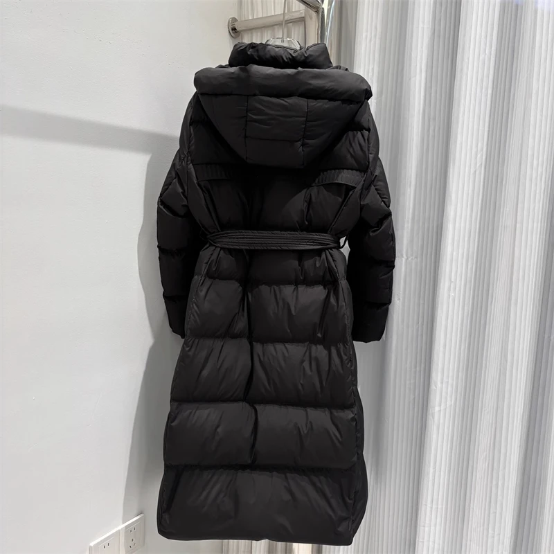 2022 winter nieuwe dames dikke warme capuchon Goosedown jas y2k hoge kwaliteit Mode high street halflange over-de-knie donsjack