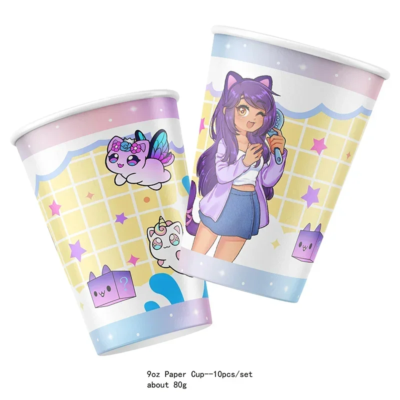 Disney carnival Aphmau Theme Baby Shower Party Decoration Birthday Sets Banner Straw bag Cup Plate Tablecloth Supplies For Kids