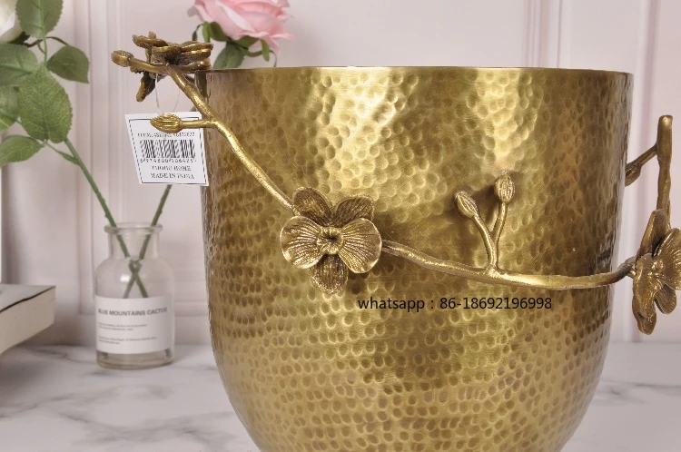 India Imported Pure Copper Brass Neoclassical Style Countertop Vase Vase European American Retro Soft Decoration