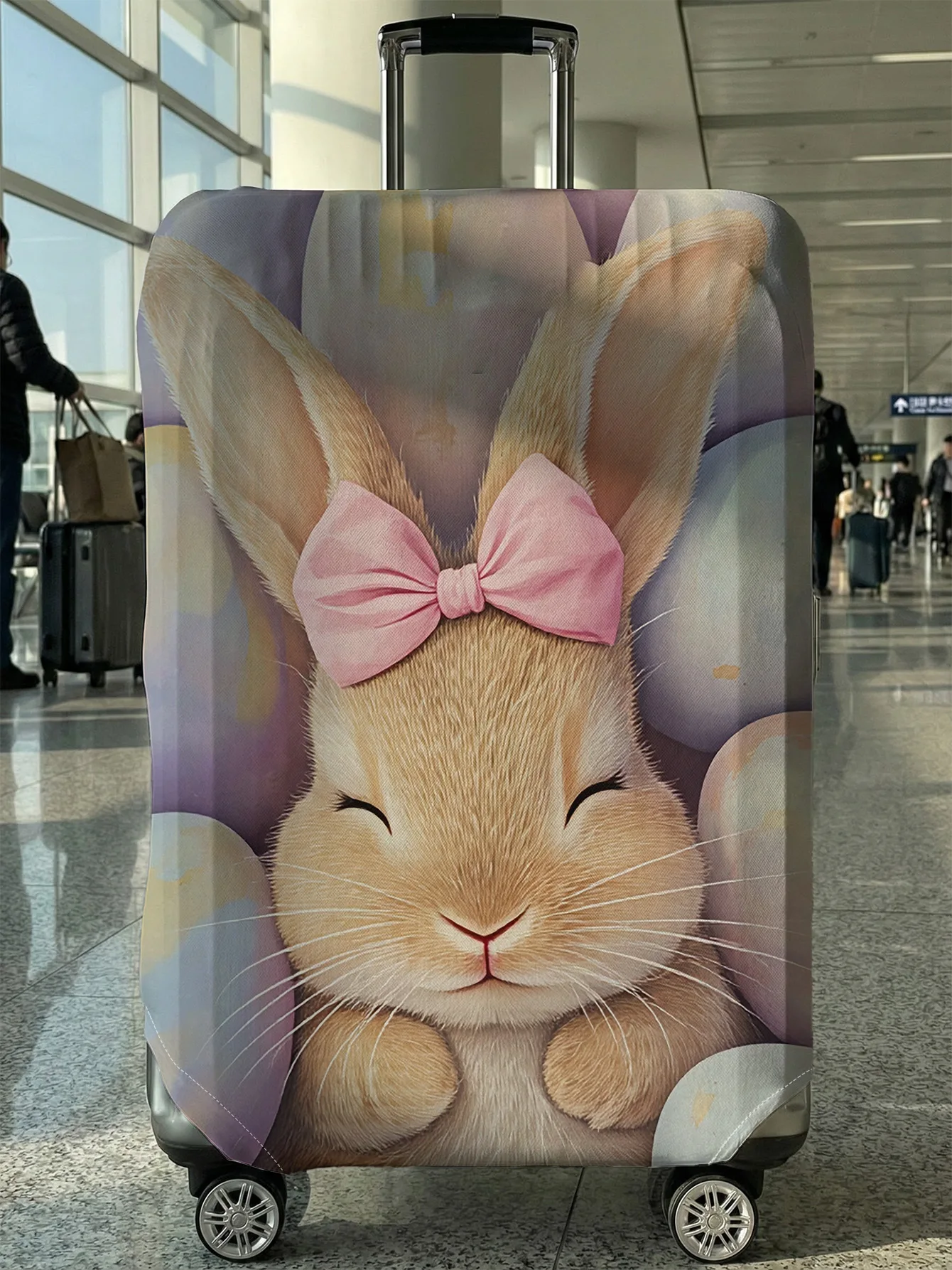 

Pink Bow Rabbit Egg Luggage Cover, Suitable for 18-32 Inch Luggage Cover, Luggage Handle Glove, Travel Accessories