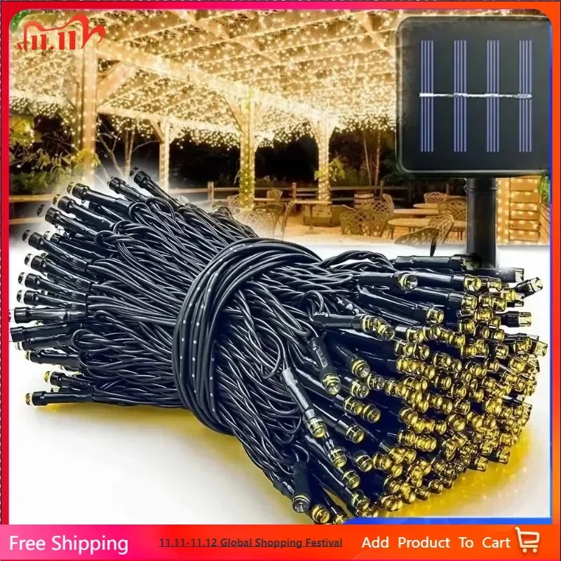 Hot Sell 1pc 20M/10M Solar String Light Fairy Garden Waterproof Outdoor Garland For Party Christmas Xmas Holiday Party Home Deco