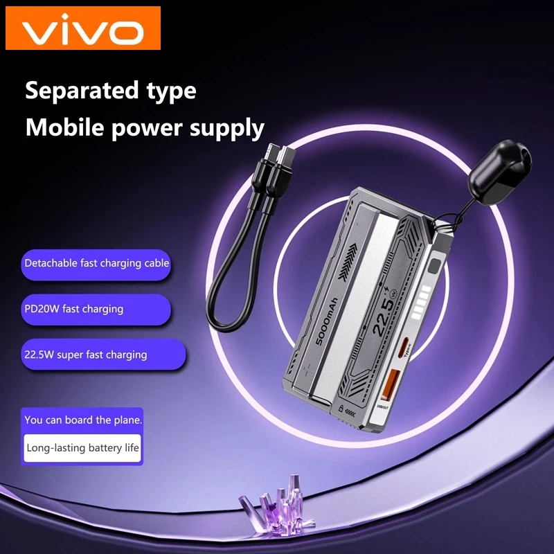 VIVO 10000mAh قوة البنك 22.5 واط بطارية قابلة للفصل شحن سريع بطارية خارجية محمولة Powerbank شاحن آيفون سامسونج